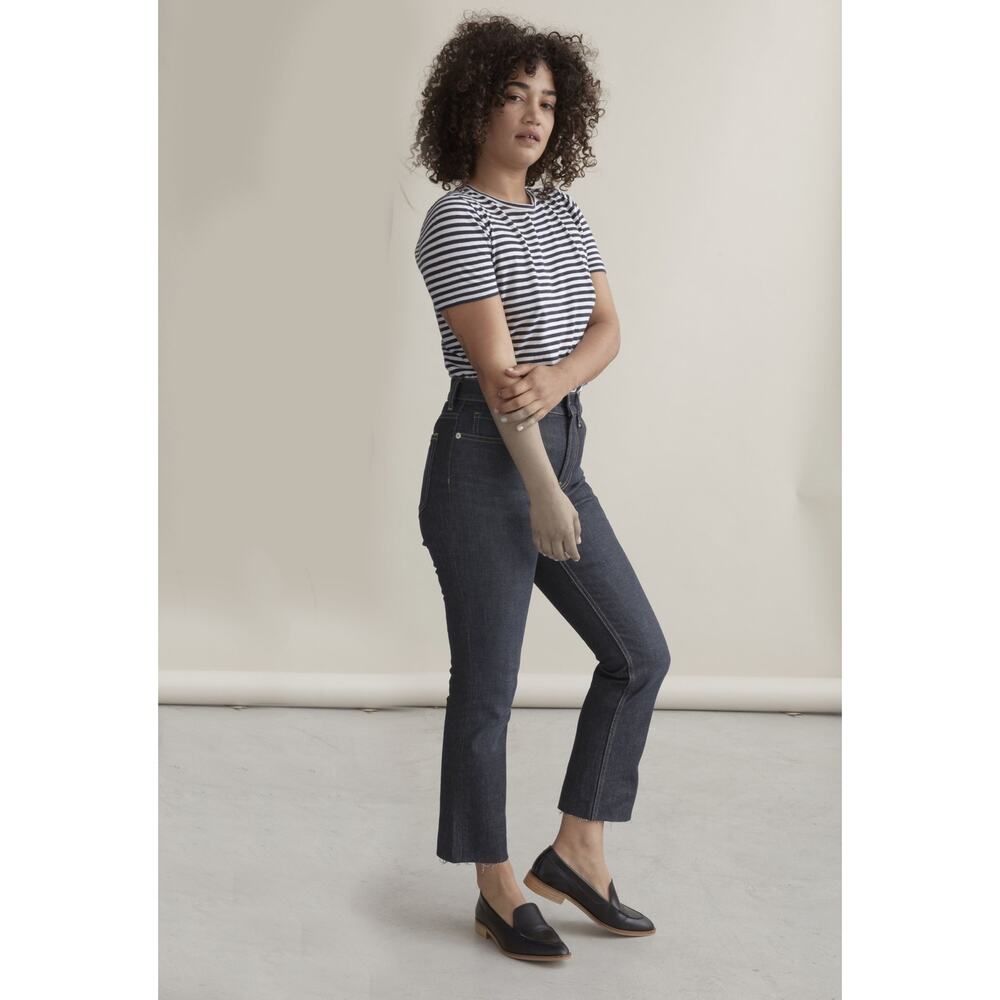 Everlane High Rise Kick Crop Jean Women’s Size 30 R Gray Raw Hem Stretch 90’s